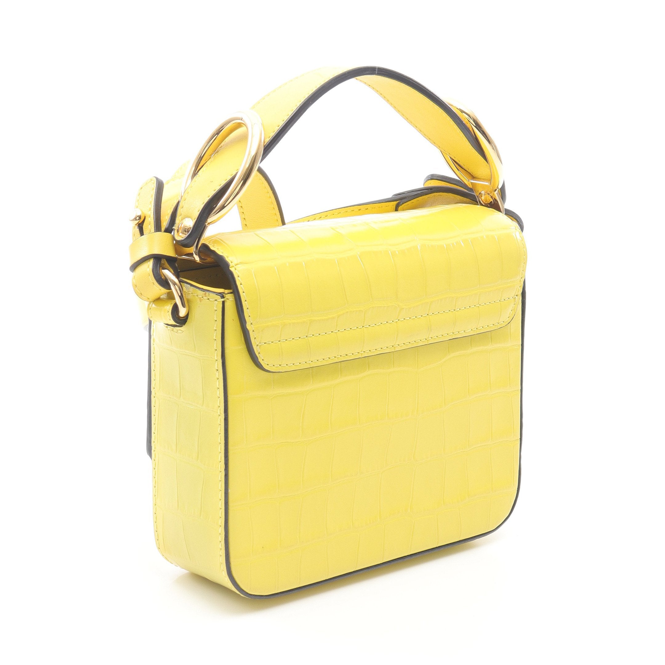 Chloé Chloe C ミニ ショルダー ハンドバッグ 型押し イエロー