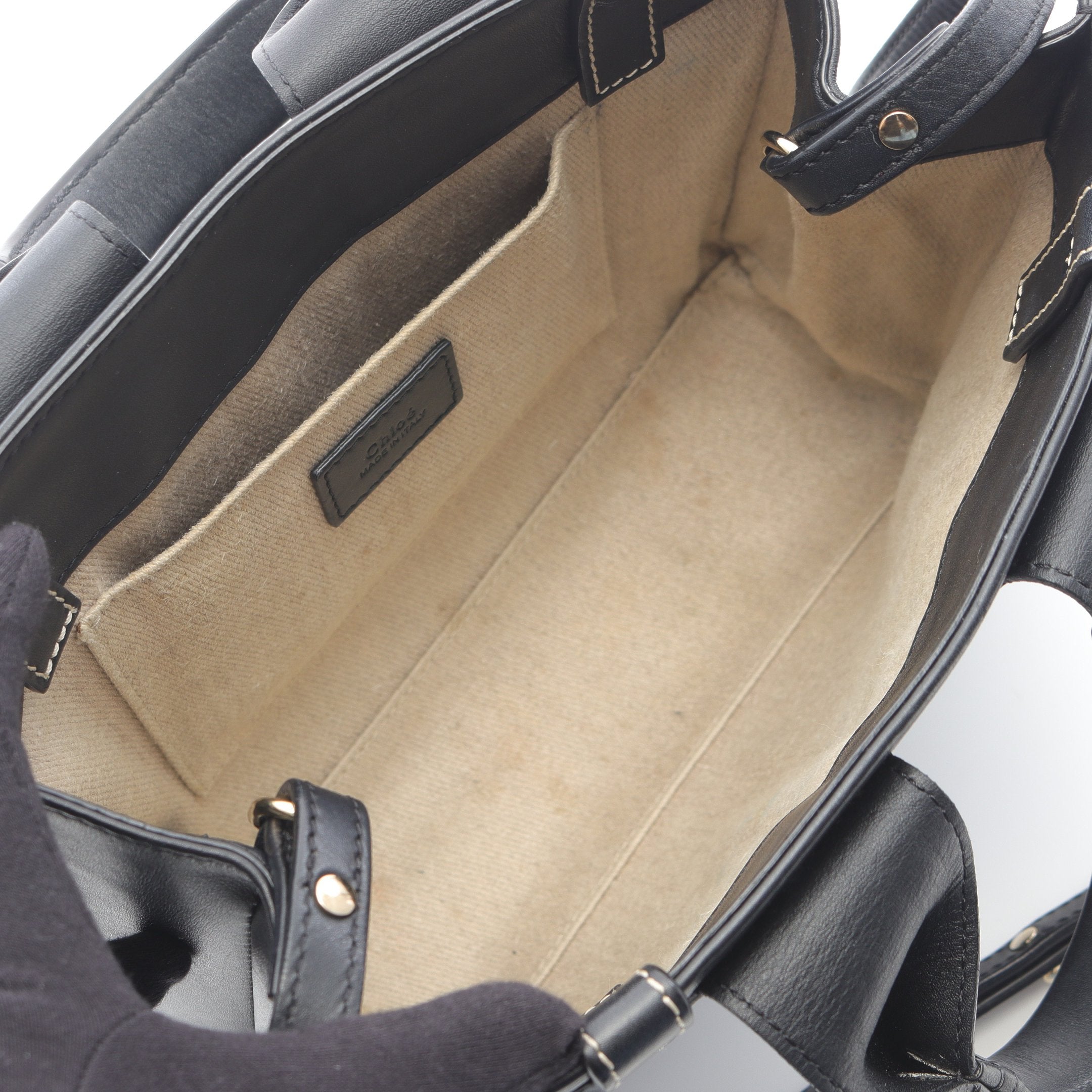 WOODY ウッディ スモール ハンドバッグ トートバッグ レザー ブラック