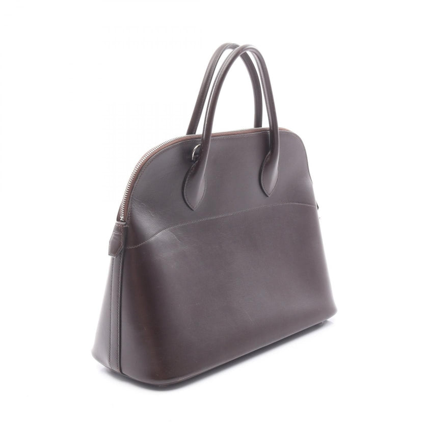 ボリード35 ハンドバッグ ボックスカーフ ダークブラウン シルバー 2WAY □J刻印 エルメス バッグ HERMES
