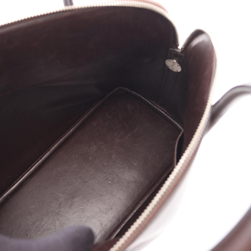 ボリード35 ハンドバッグ ボックスカーフ ダークブラウン シルバー 2WAY □J刻印 エルメス バッグ HERMES