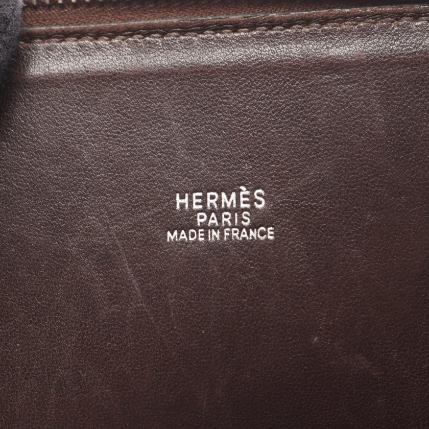 ボリード35 ハンドバッグ ボックスカーフ ダークブラウン シルバー 2WAY □J刻印 エルメス バッグ HERMES