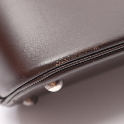 ボリード35 ハンドバッグ ボックスカーフ ダークブラウン シルバー 2WAY □J刻印 エルメス バッグ HERMES