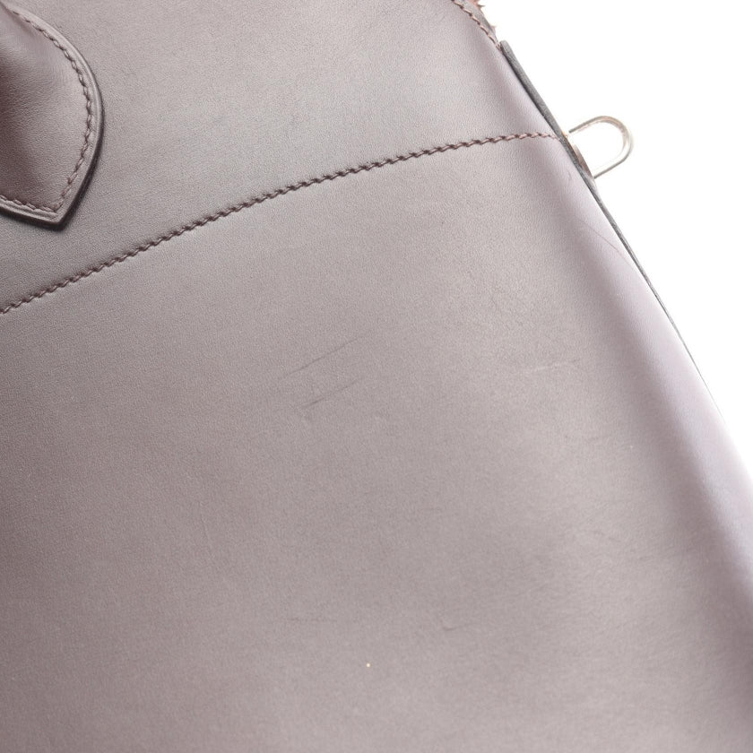 ボリード35 ハンドバッグ ボックスカーフ ダークブラウン シルバー 2WAY □J刻印 エルメス バッグ HERMES