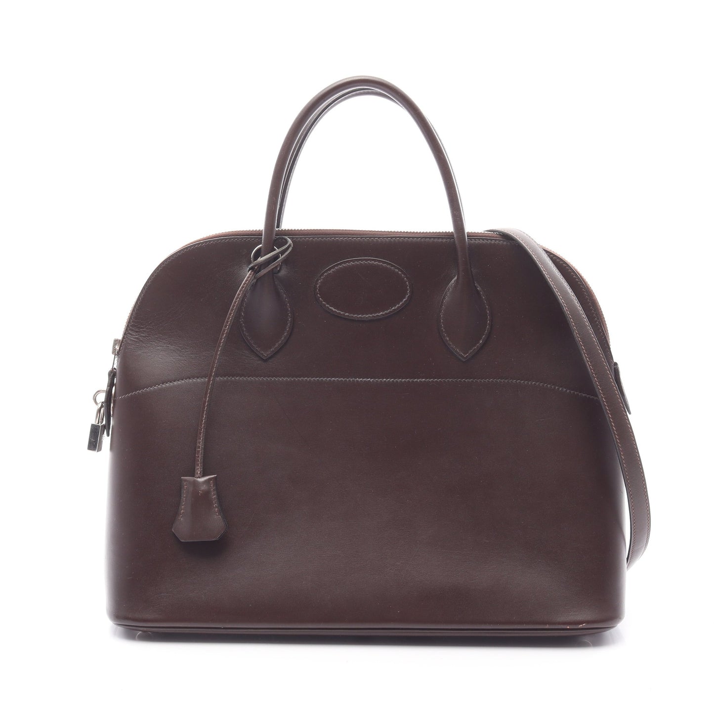 ボリード35 ハンドバッグ ボックスカーフ ダークブラウン シルバー 2WAY □J刻印 エルメス バッグ HERMES