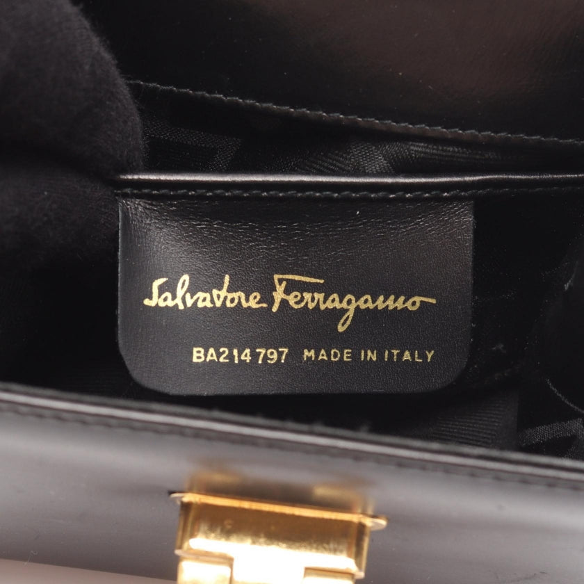 ガンチーニ ハンドバッグ レザー ブラック サルヴァトーレフェラガモ バッグ Salvatore Ferragamo