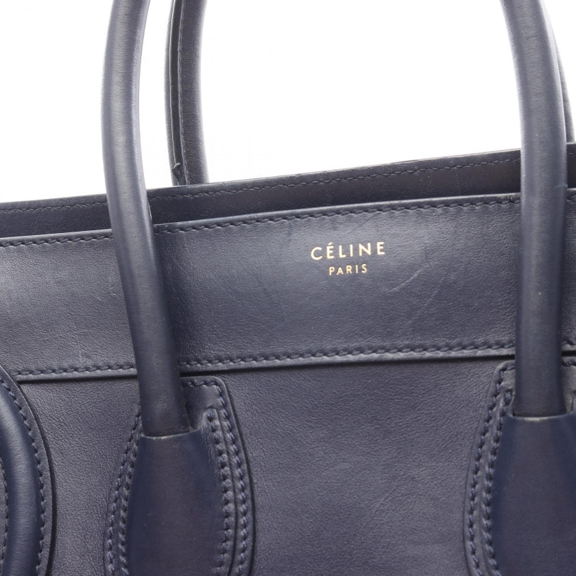 ラゲージ ミニショッパー ハンドバッグ レザー ネイビー セリーヌ バッグ CELINE