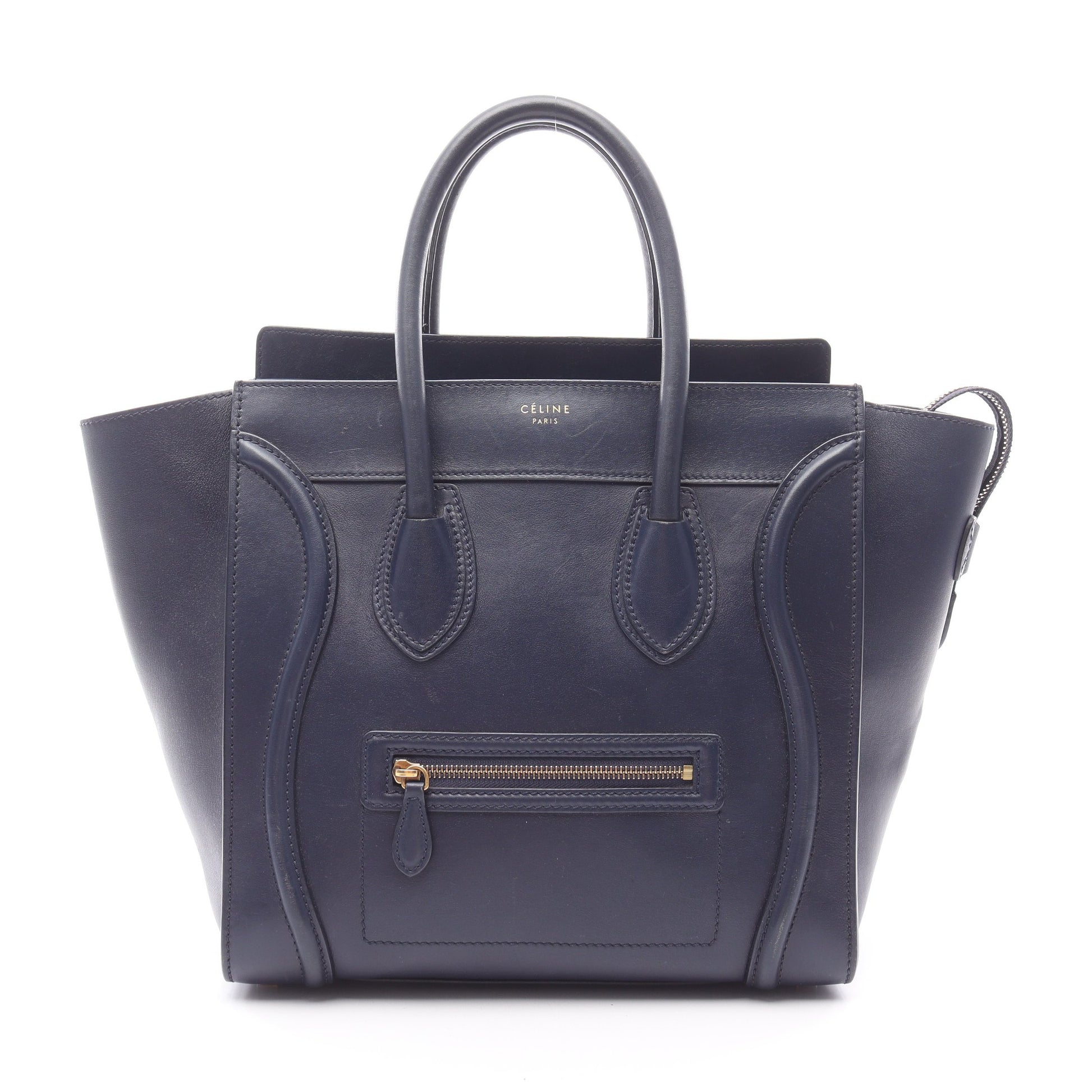 ラゲージ ミニショッパー ハンドバッグ レザー ネイビー セリーヌ バッグ CELINE
