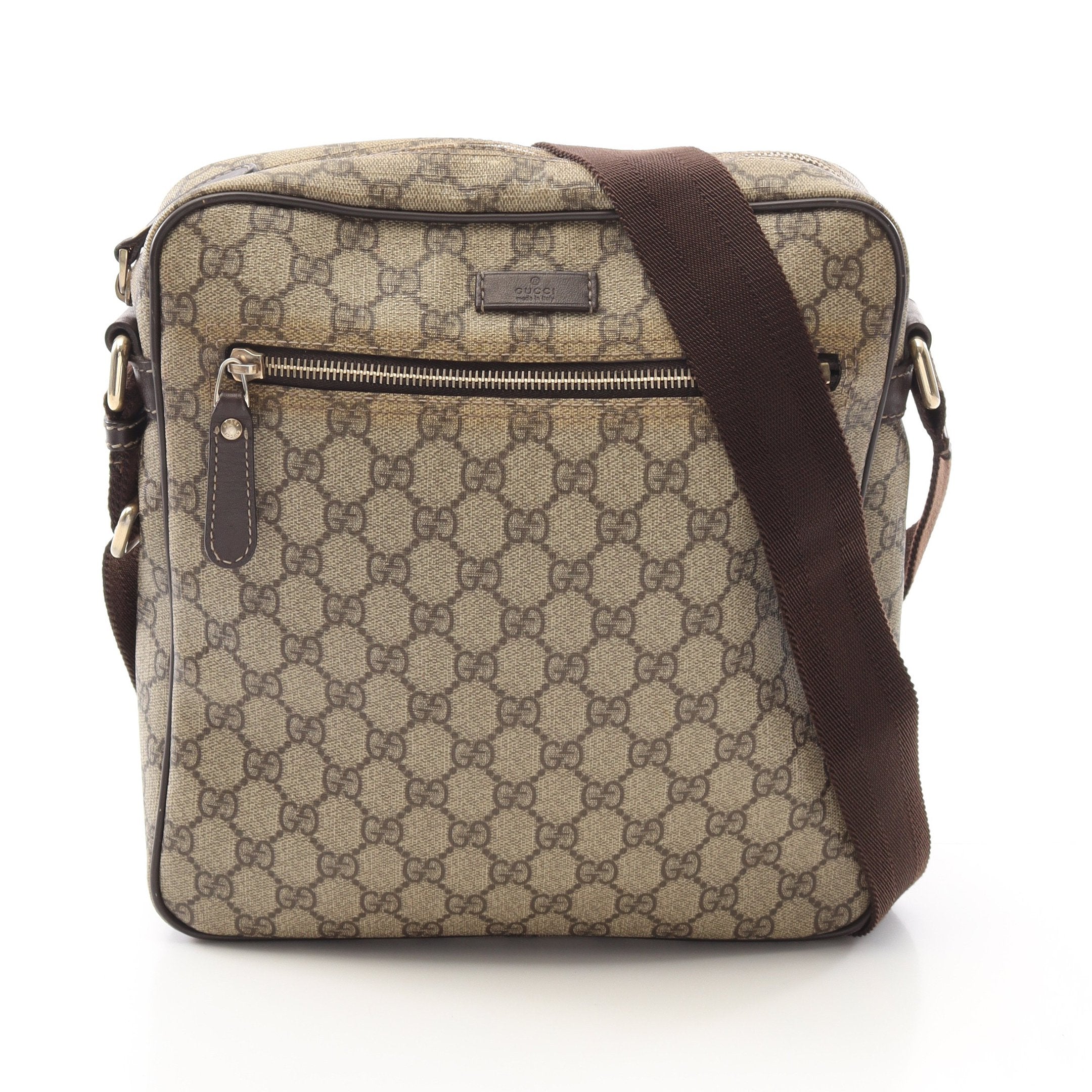 GUCCI ショルダーバッグGGスプリームGG PVC レザーブラウン