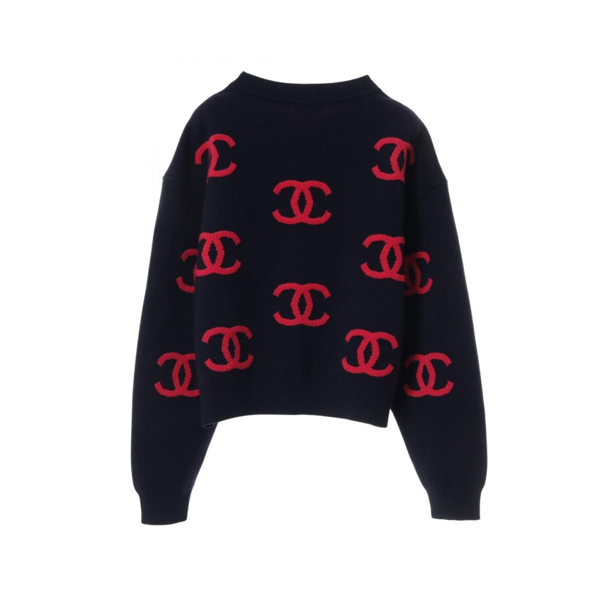 ココマーク ニット カシミヤ ダークネイビー ピンク シャネル トップス CHANEL