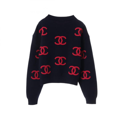 ココマーク ニット カシミヤ ダークネイビー ピンク シャネル トップス CHANEL