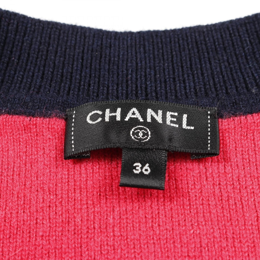 ココマーク ニット カシミヤ ダークネイビー ピンク シャネル トップス CHANEL