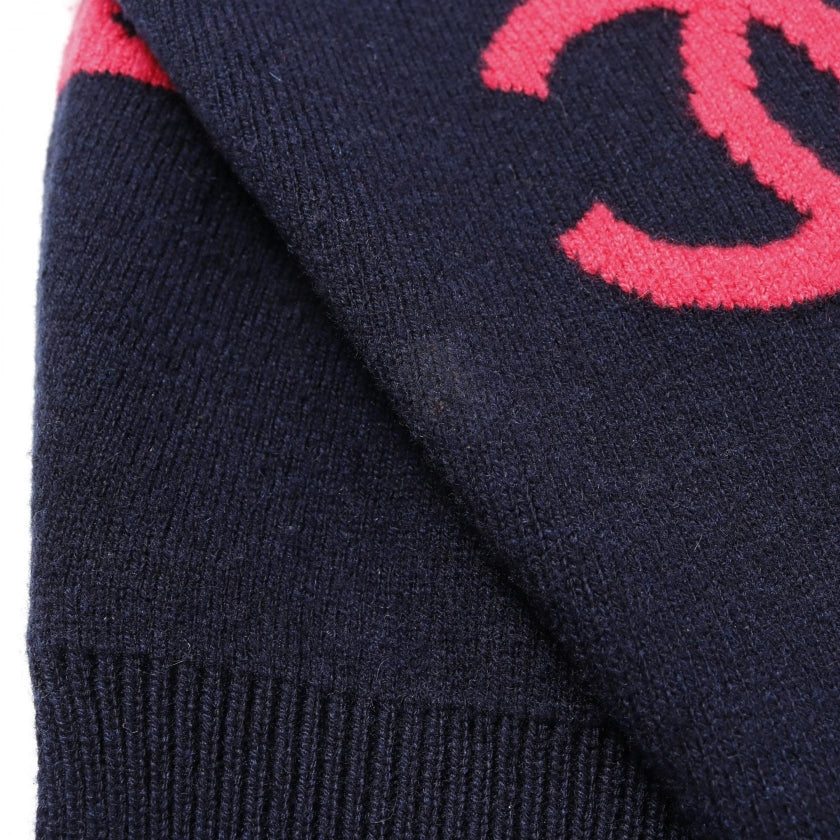ココマーク ニット カシミヤ ダークネイビー ピンク シャネル トップス CHANEL