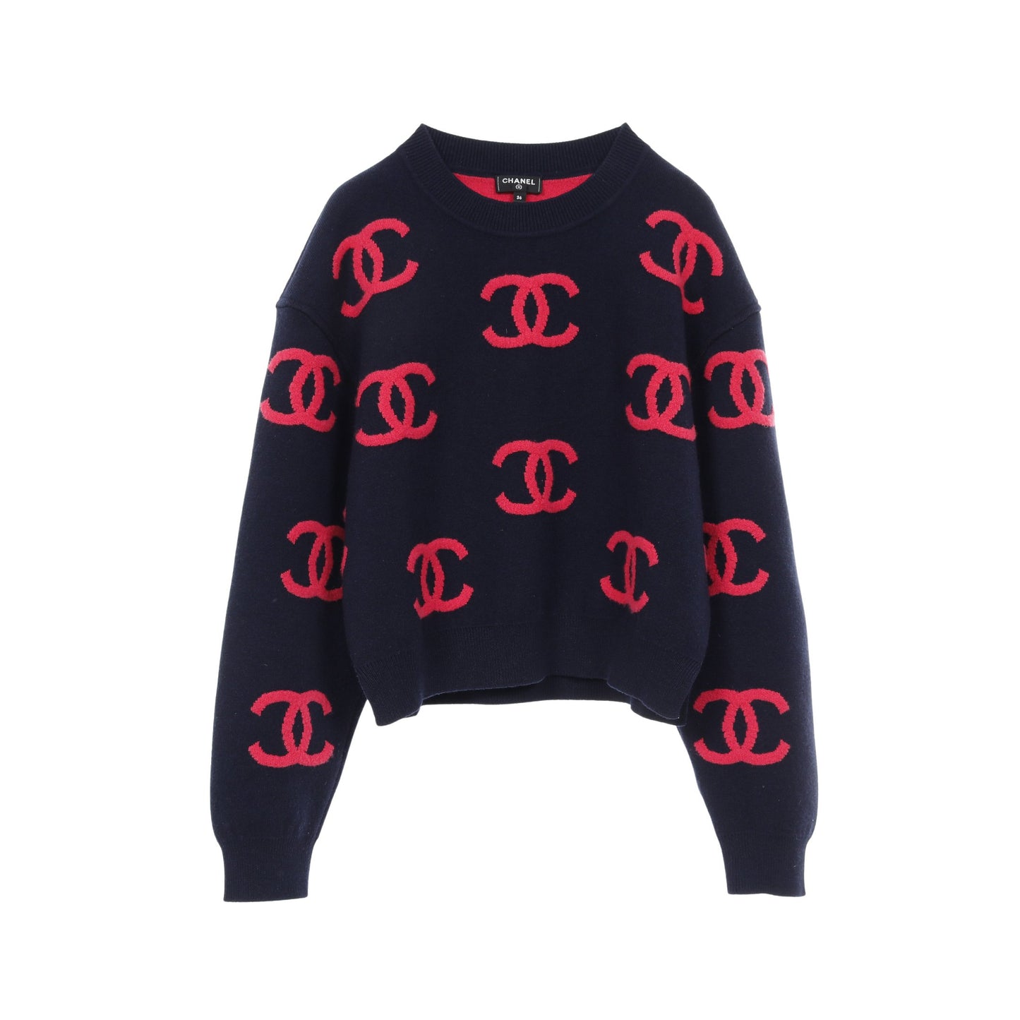 ココマーク ニット カシミヤ ダークネイビー ピンク シャネル トップス CHANEL