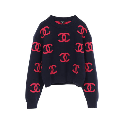 ココマーク ニット カシミヤ ダークネイビー ピンク シャネル トップス CHANEL