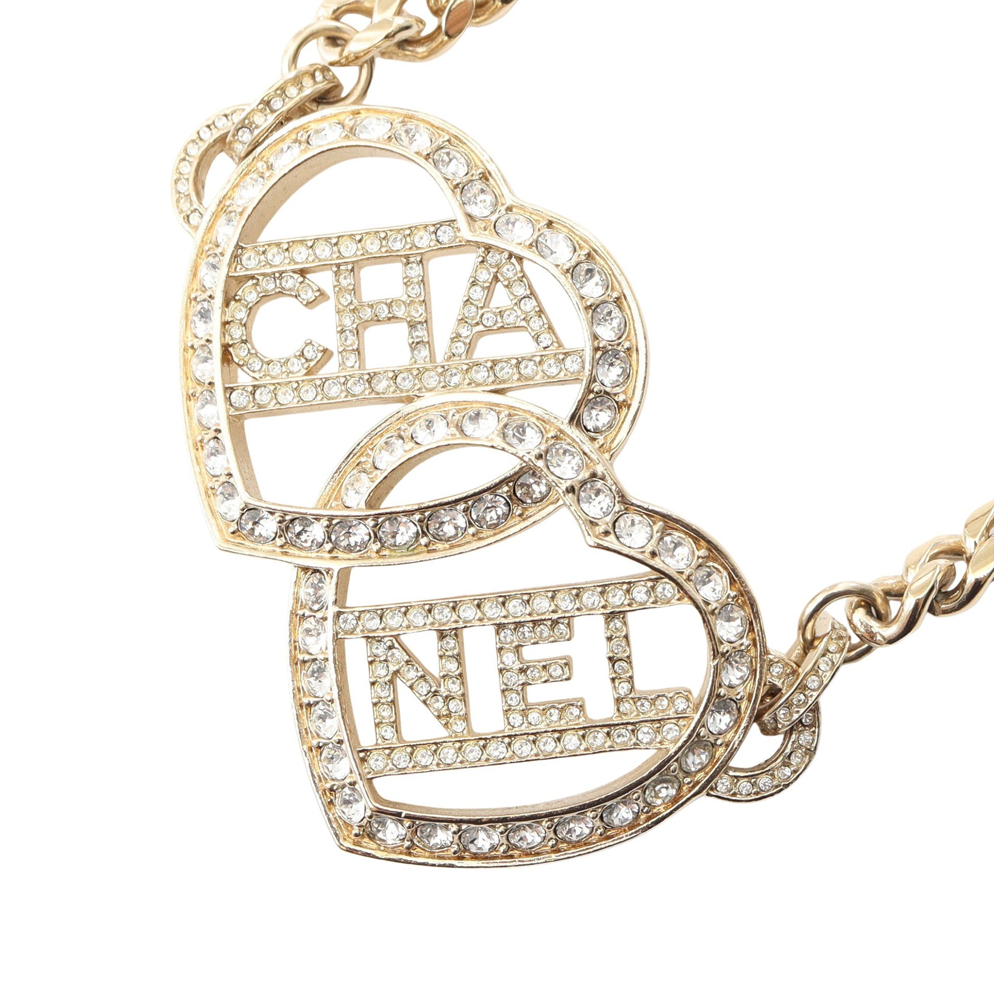 チョーカー ハート ロゴ GP ラインストーン ゴールド クリア F23B シャネル アクセサリー CHANEL