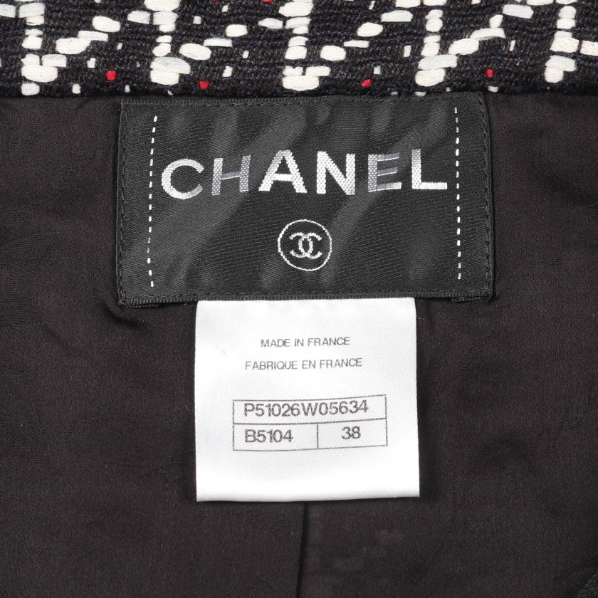 ジャケット レース切替 ブラック レッド ホワイト シャネル アウター CHANEL