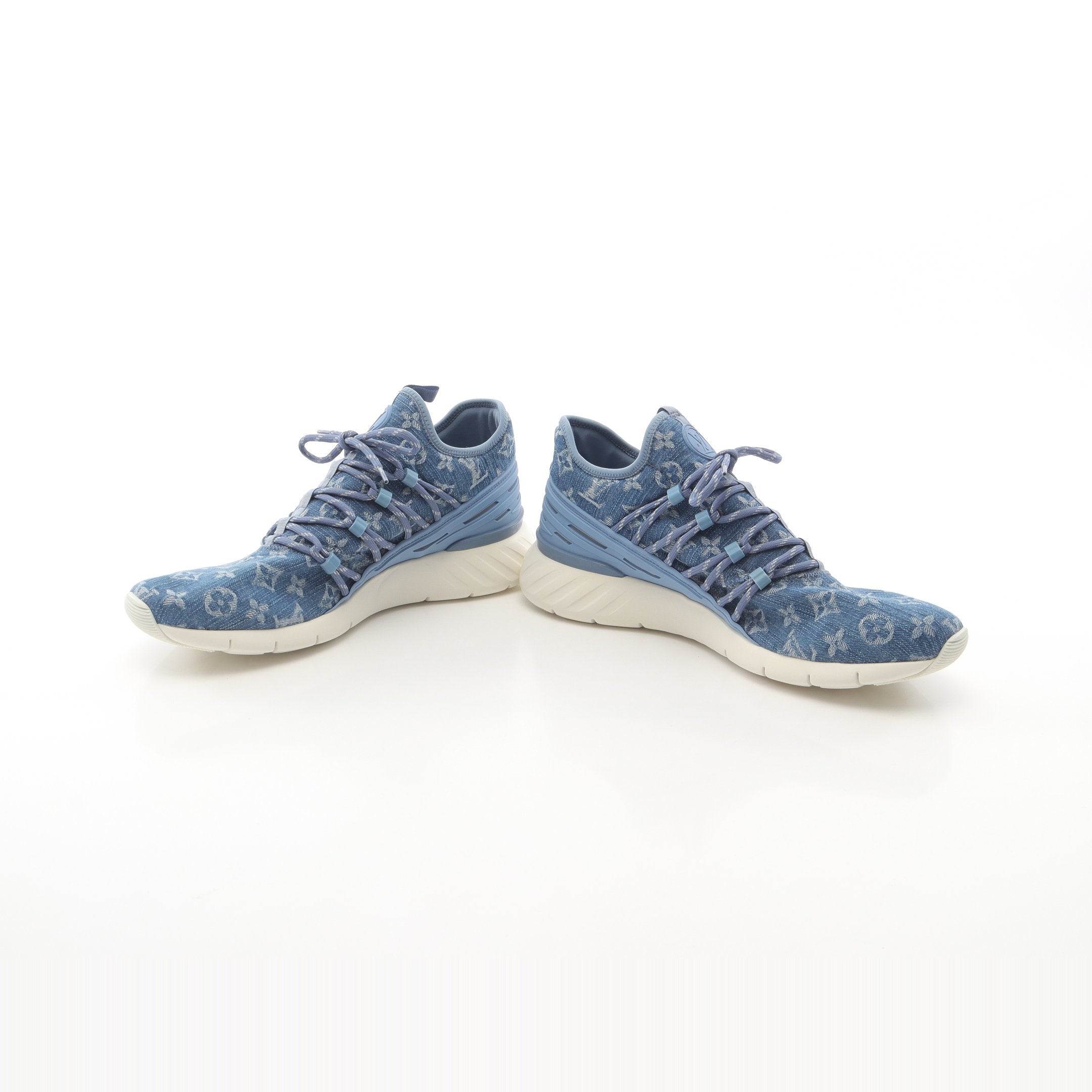 ファストレーン ライン モノグラムデニム スニーカー デニム ブルー