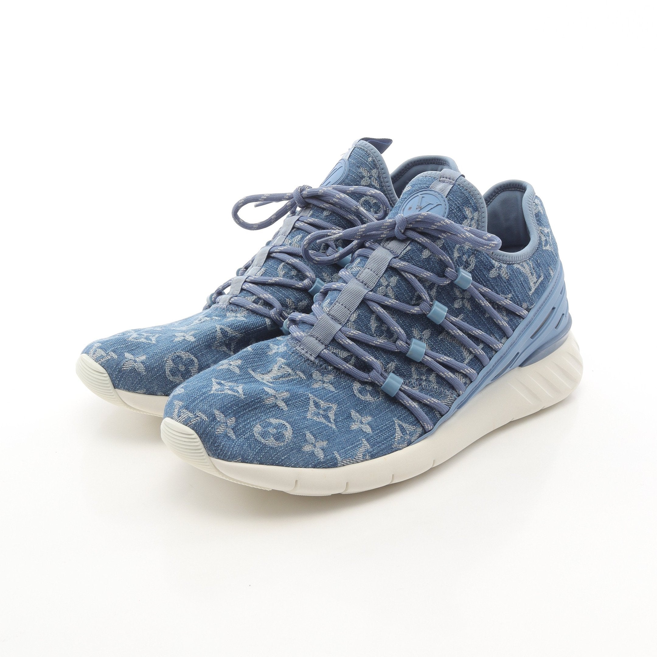 ファストレーン ライン モノグラムデニム スニーカー デニム ブルー