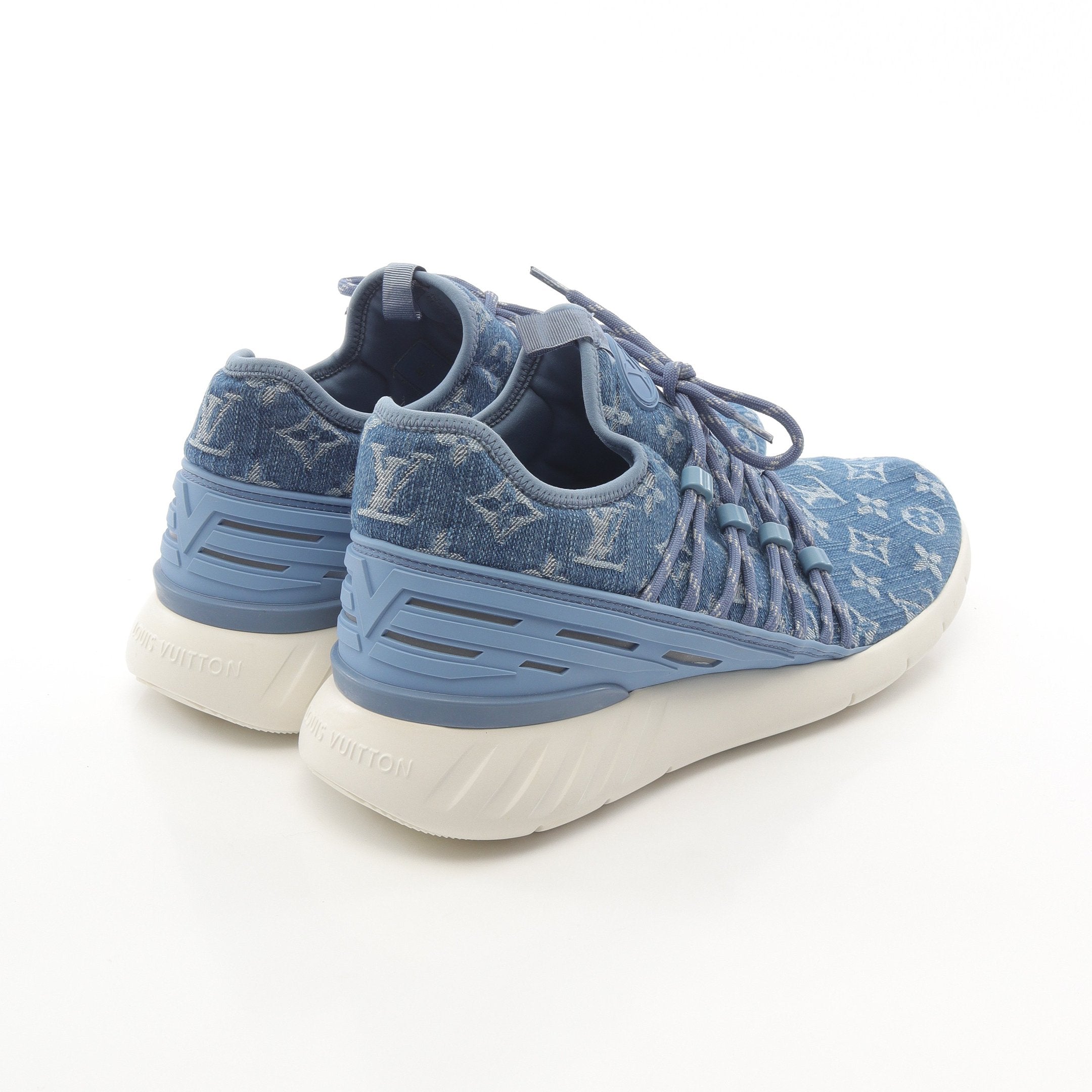 ファストレーン ライン モノグラムデニム スニーカー デニム ブルー