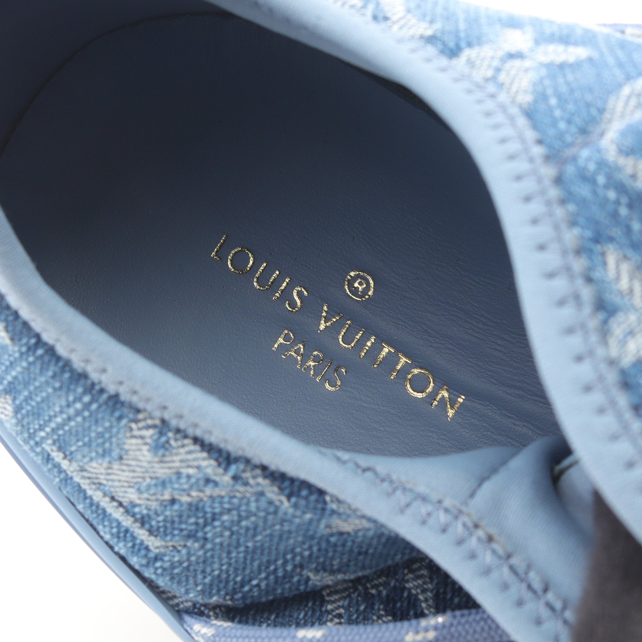 ファストレーン ライン モノグラムデニム スニーカー デニム ブルー