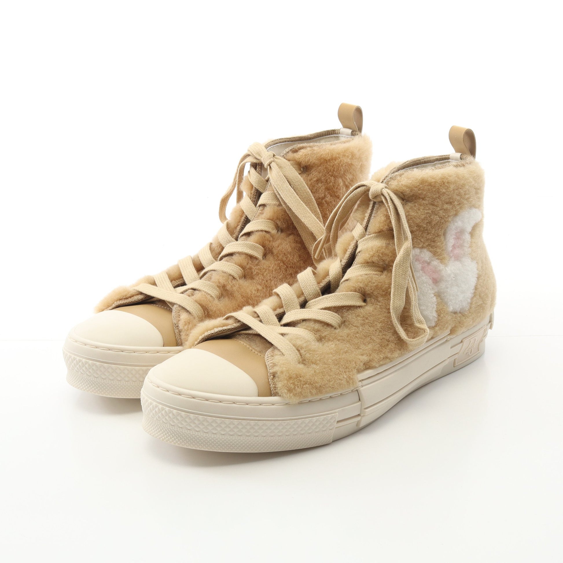 DIOR × ERL B23 ハイカットスニーカー ファー ベージュ ラビットモチーフ ディオール シューズ DIOR