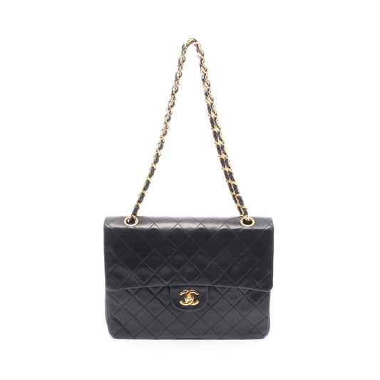 マトラッセ Wフラップ Wチェーンショルダーバッグ ラムスキン ブラック ゴールド金具 シャネル バッグ CHANEL