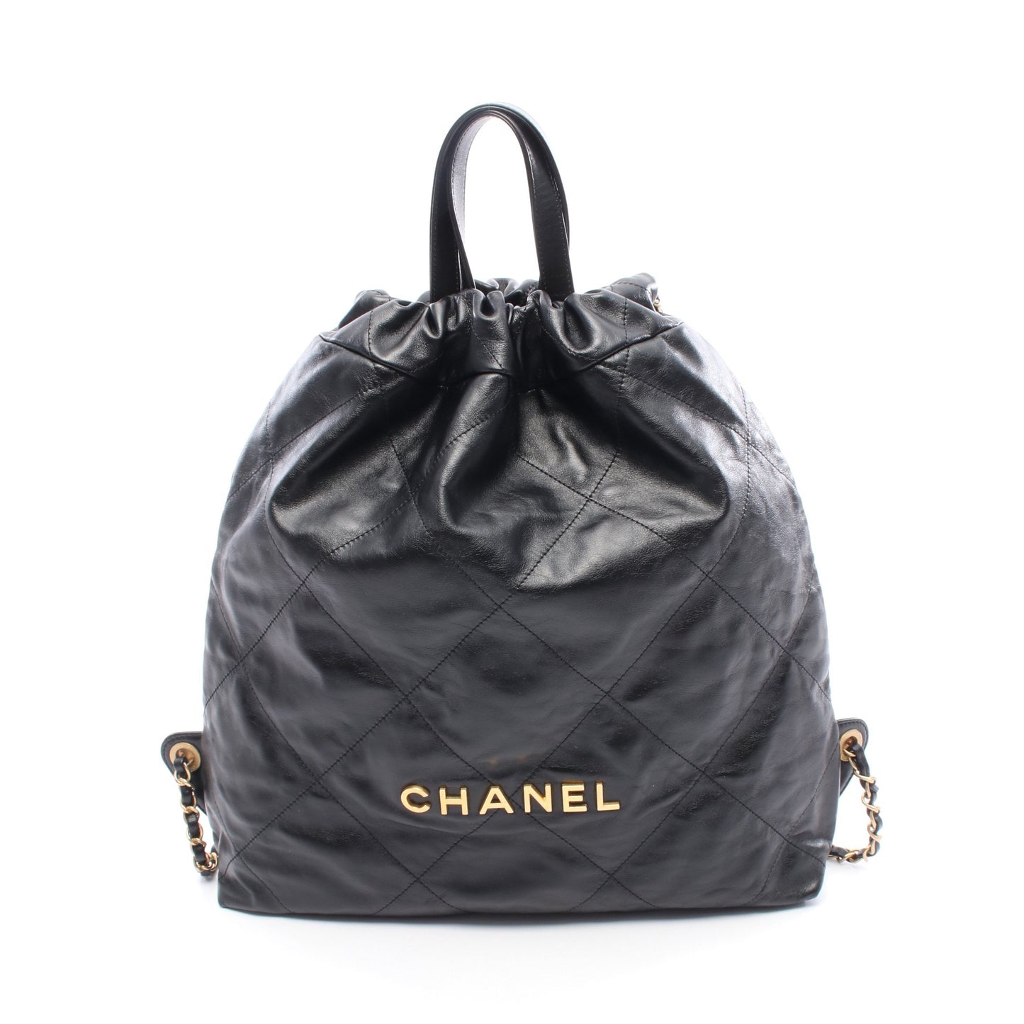 シャネル 22 ラージ バックパック リュックサック レザー ブラック ゴールド金具 シャネル バッグ CHANEL