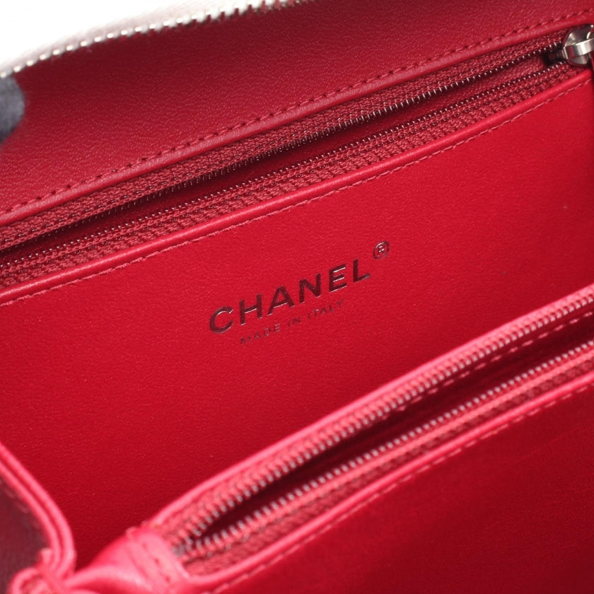 CCフィグリー バニティバッグ チェーンショルダーバッグ キャビアスキン レザー ホワイト ブラック シルバー金具 2WAY シャネル バッグ CHANEL