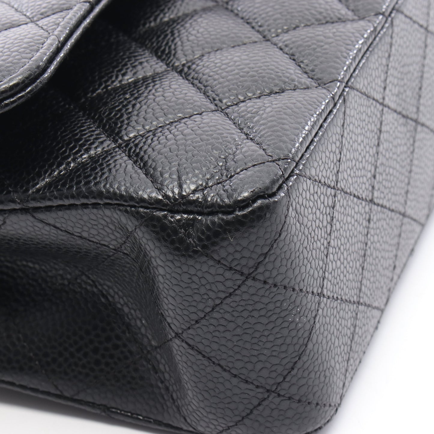 マトラッセ Wフラップ Wチェーンショルダーバッグ キャビアスキン ブラック ゴールド金具 シャネル バッグ CHANEL