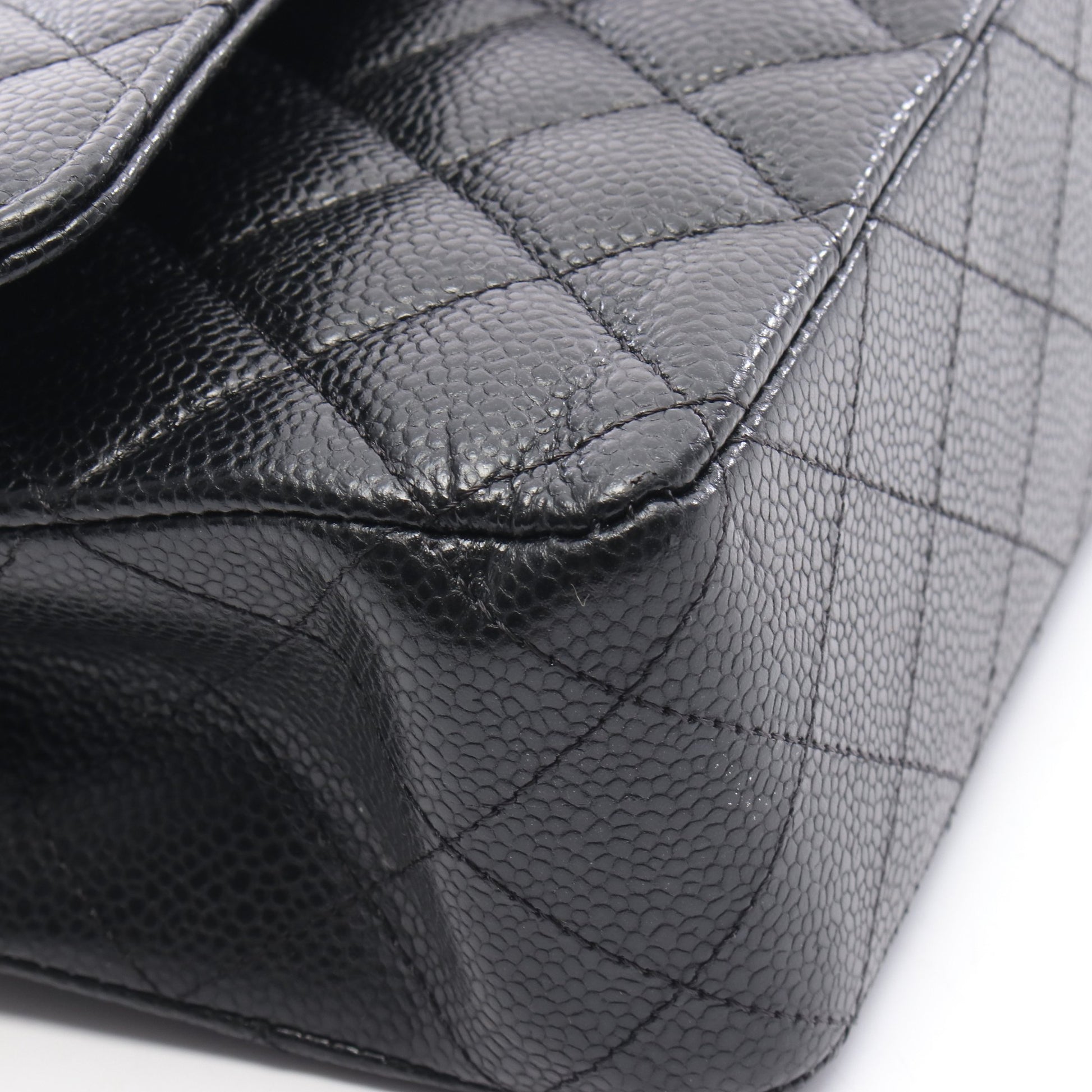 マトラッセ Wフラップ Wチェーンショルダーバッグ キャビアスキン ブラック ゴールド金具 シャネル バッグ CHANEL