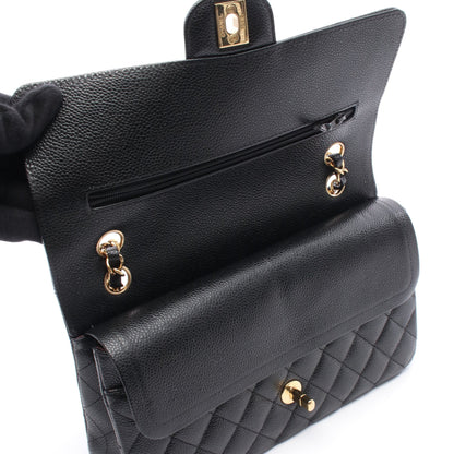 マトラッセ Wフラップ Wチェーンショルダーバッグ キャビアスキン ブラック ゴールド金具 シャネル バッグ CHANEL