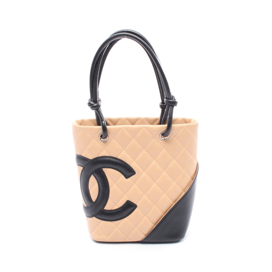 カンボンライン スモール ハンドバッグ トートバッグ レザー ピンクベージュ ブラック シルバー金具 シャネル バッグ CHANEL