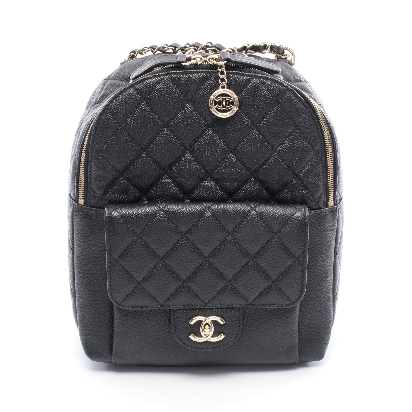 マトラッセ バックパック リュックサック キャビアスキン ブラック ゴールド金具 シャネル バッグ CHANEL