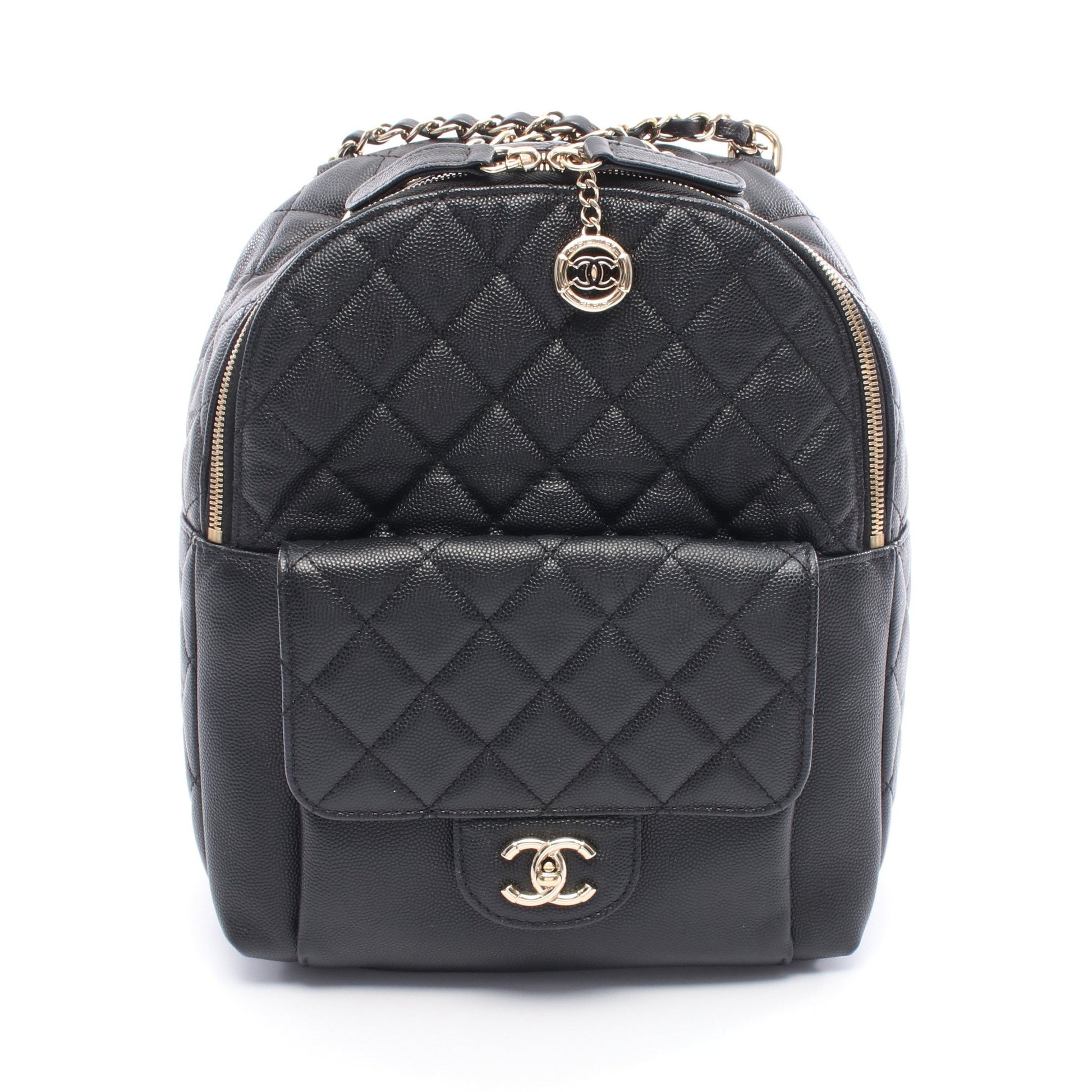 マトラッセ バックパック リュックサック キャビアスキン ブラック ゴールド金具 シャネル バッグ CHANEL