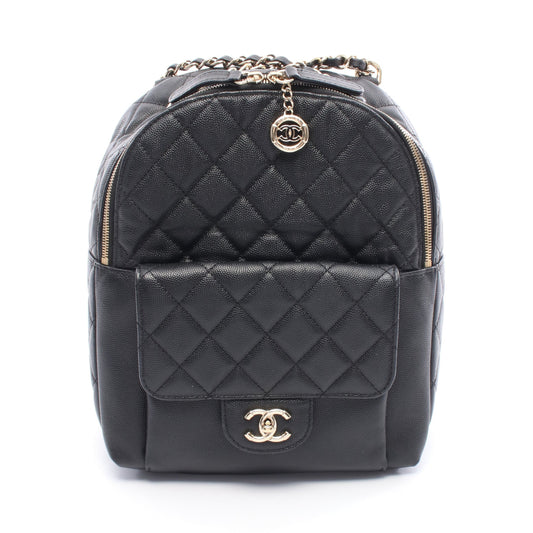 マトラッセ バックパック リュックサック キャビアスキン ブラック ゴールド金具 シャネル バッグ CHANEL