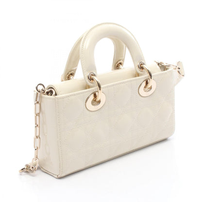 Lady D-Joy スモール ハンドバッグ エナメルレザー オフホワイト 2WAY クリスチャンディオール バッグ Christian Dior