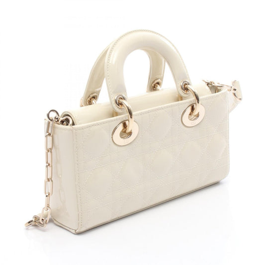Lady D-Joy スモール ハンドバッグ エナメルレザー オフホワイト 2WAY クリスチャンディオール バッグ Christian Dior
