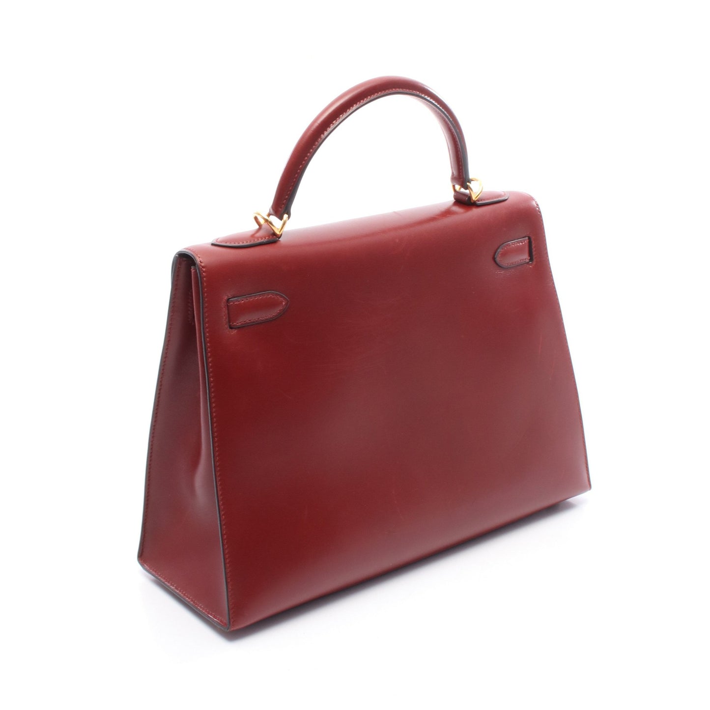 ケリー32 ルージュアッシュ ハンドバッグ ボックスカーフ ボルドー ゴールド金具 2WAY □D刻印 エルメス バッグ HERMES