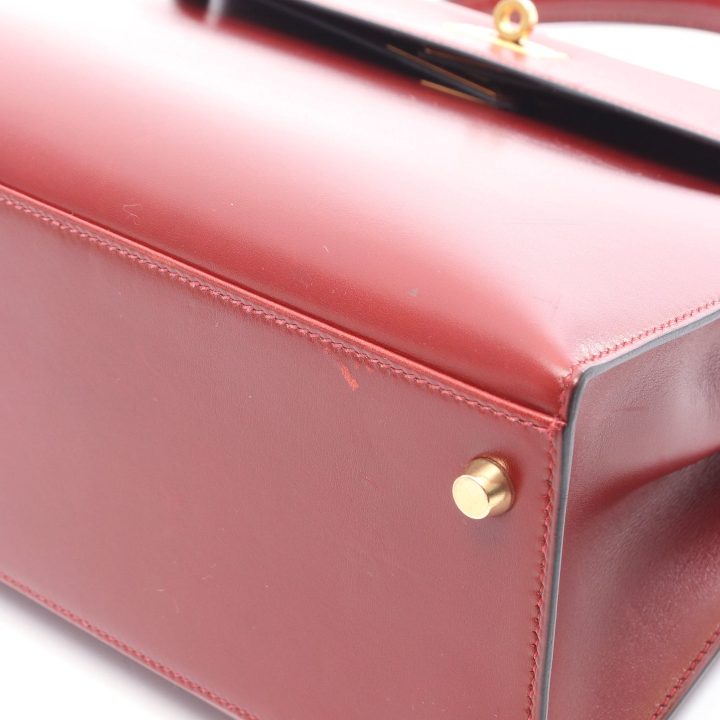 ケリー32 ルージュアッシュ ハンドバッグ ボックスカーフ ボルドー ゴールド金具 2WAY □D刻印 エルメス バッグ HERMES