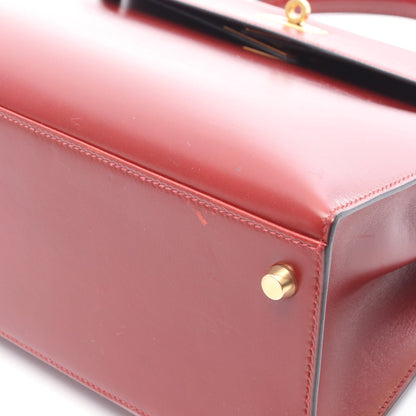 ケリー32 ルージュアッシュ ハンドバッグ ボックスカーフ ボルドー ゴールド金具 2WAY □D刻印 エルメス バッグ HERMES