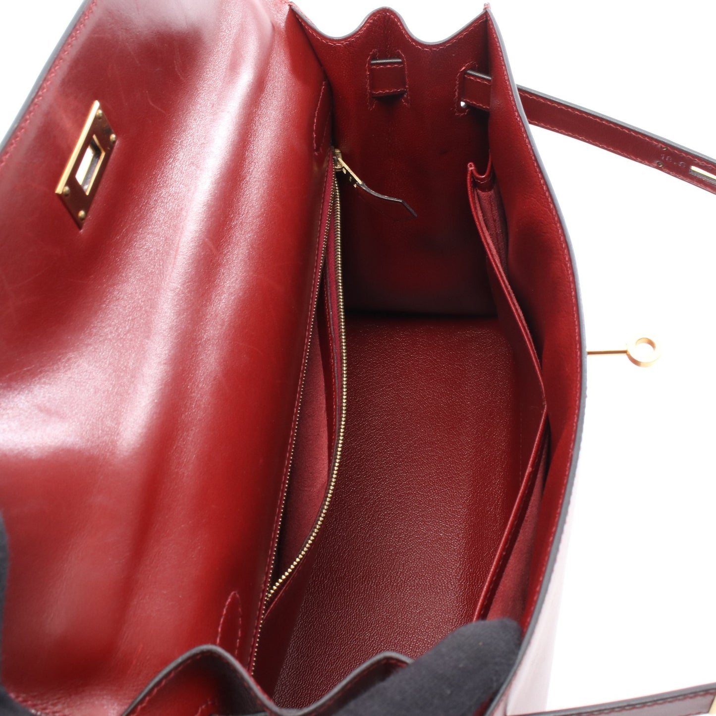 ケリー32 ルージュアッシュ ハンドバッグ ボックスカーフ ボルドー ゴールド金具 2WAY □D刻印 エルメス バッグ HERMES