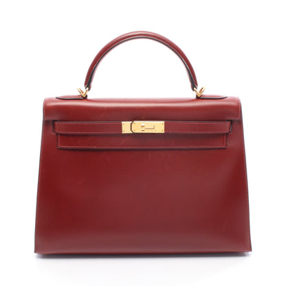 ケリー32 ルージュアッシュ ハンドバッグ ボックスカーフ ボルドー ゴールド金具 2WAY □D刻印 エルメス バッグ HERMES