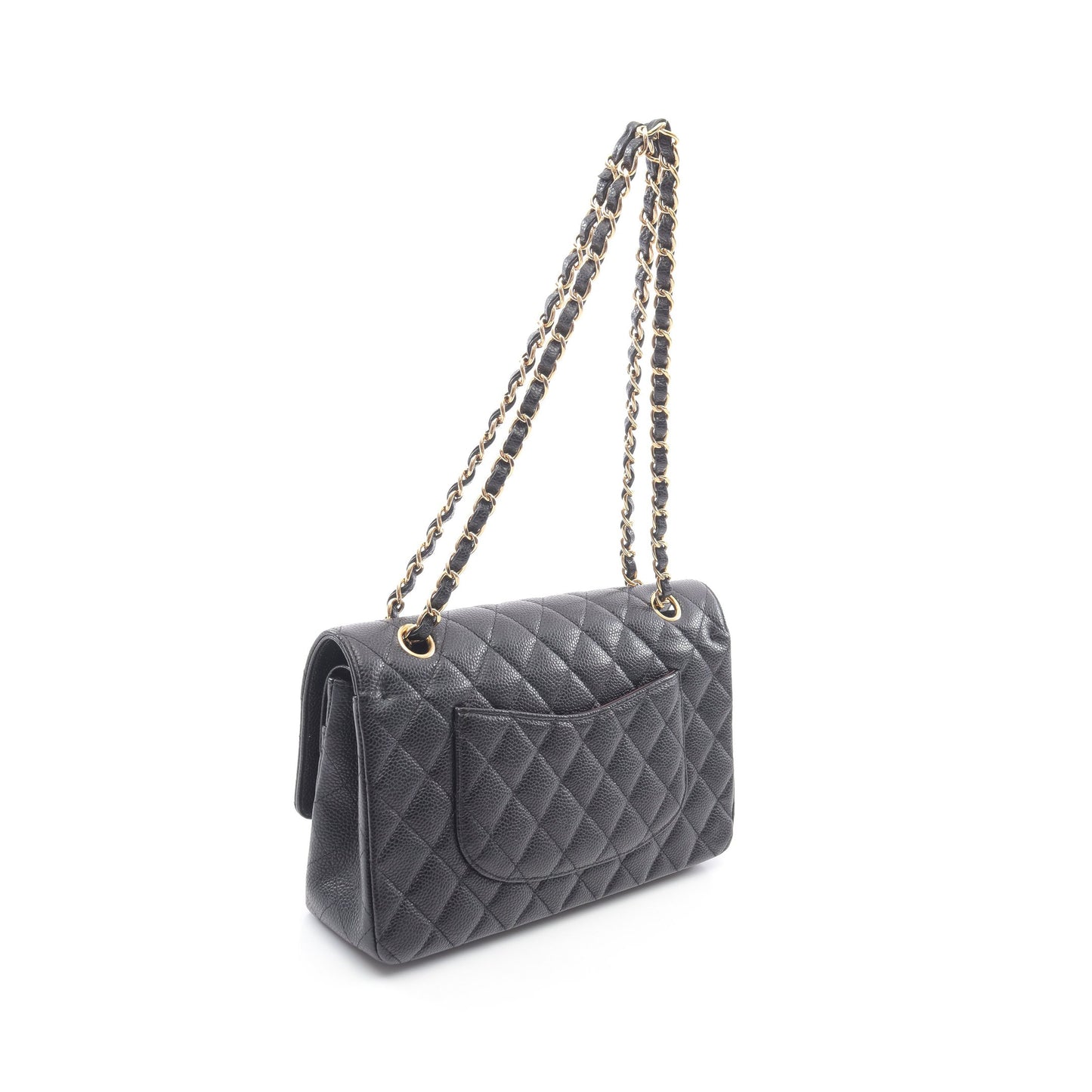 マトラッセ Wフラップ Wチェーンショルダーバッグ キャビアスキン ブラック ゴールド金具 シャネル バッグ CHANEL