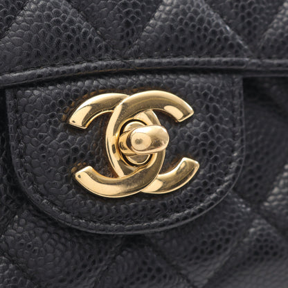 マトラッセ Wフラップ Wチェーンショルダーバッグ キャビアスキン ブラック ゴールド金具 シャネル バッグ CHANEL