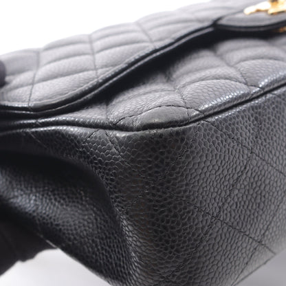 マトラッセ Wフラップ Wチェーンショルダーバッグ キャビアスキン ブラック ゴールド金具 シャネル バッグ CHANEL