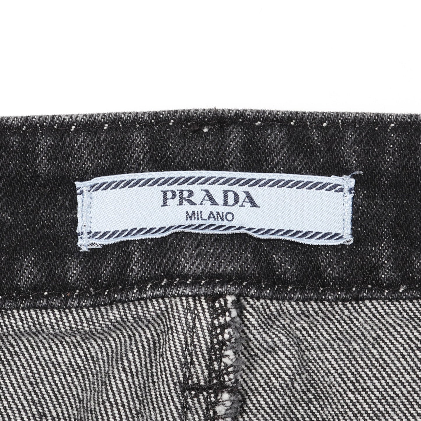 トライアングルロゴ デニムスカート コットン ブラック プラダ ボトムス PRADA