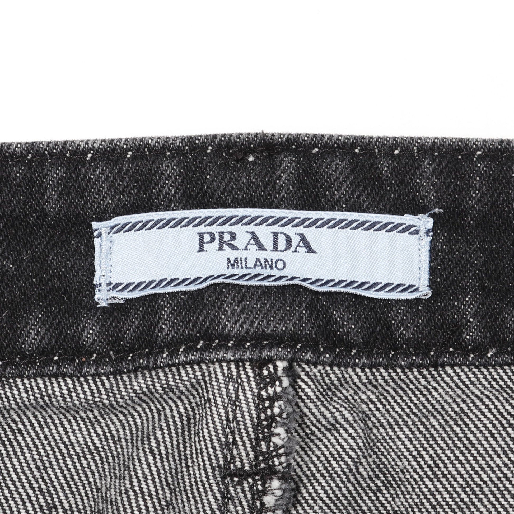 トライアングルロゴ デニムスカート コットン ブラック プラダ ボトムス PRADA