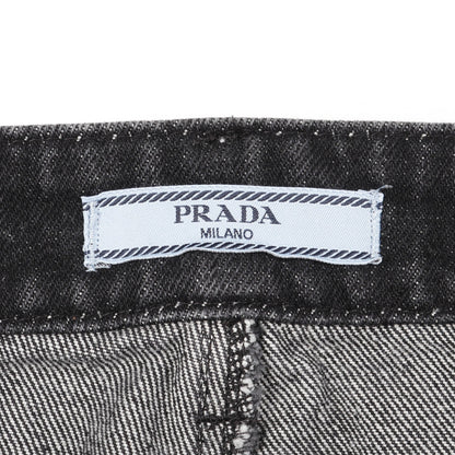 トライアングルロゴ デニムスカート コットン ブラック プラダ ボトムス PRADA