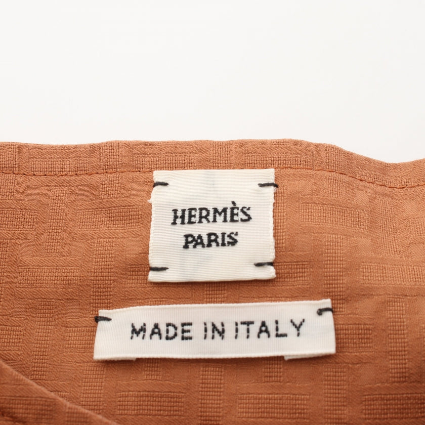 ボヘミアンショートドレス ガーゼ モザイク ワンピース コットン ライトブラウン エルメス ワンピース HERMES