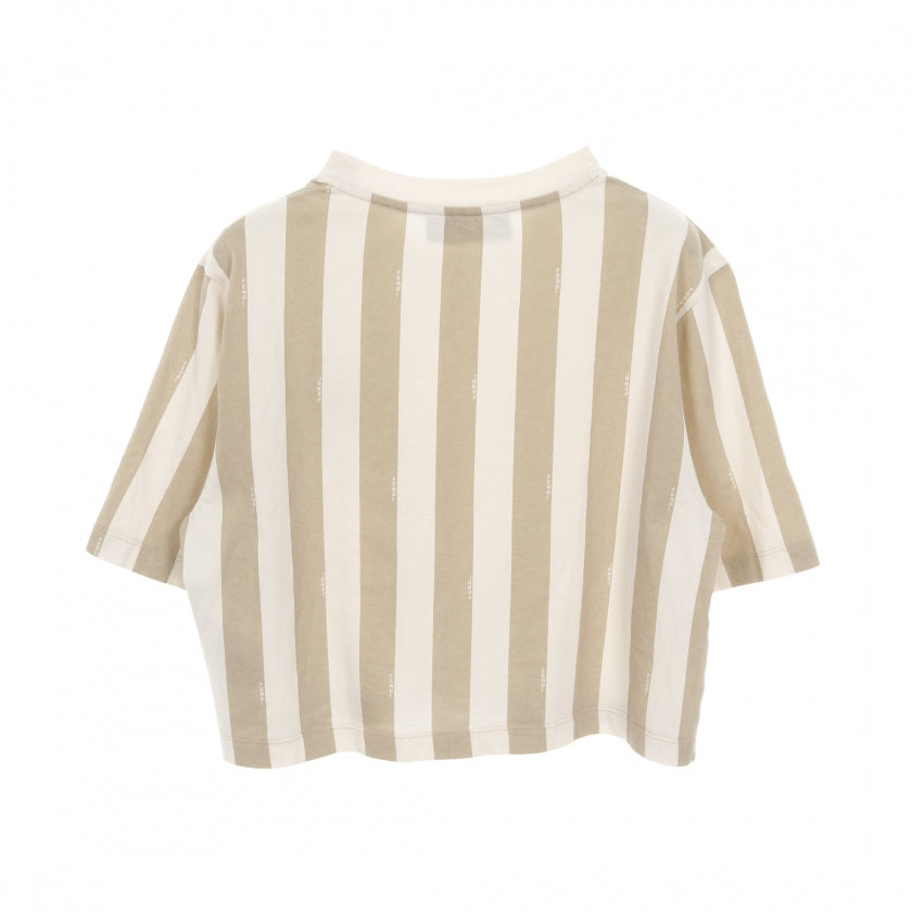 ペカン クロップド Tシャツ クルーネック 半袖 FFロゴワッペン コットン ベージュ ホワイト フェンディ トップス FENDI